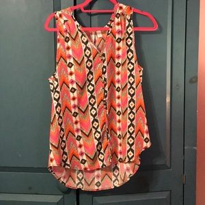 Flowy pink orange and brown top